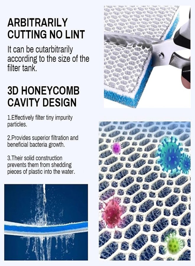 Qpets® 4Pcs Aquarium Honeycomb Water Filtration Pads - 50cm x 11cm Aquarium Filter Media for Mechanical & Biological Filtration - Reusable Polyester Sponge Pads (4-Pack) - Image 5